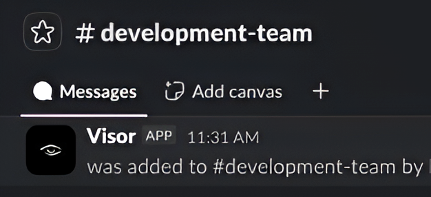 Visor added to Slack